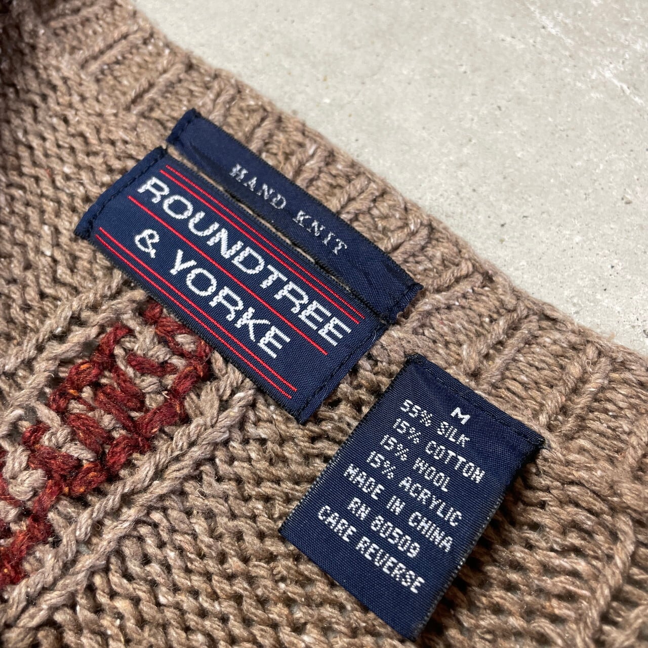 90年代 ROUNDTREE & YORKE ハンドニット シルク×コットン×ウール 