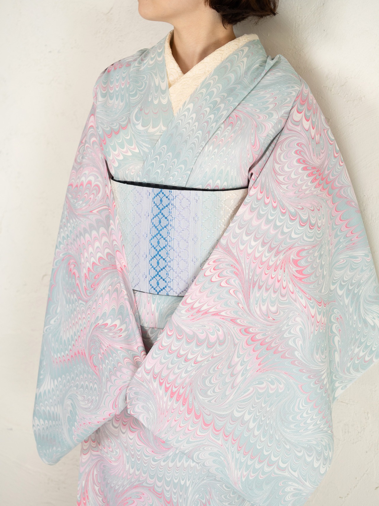 「淡雪のシロップ」♡ピーコック崩し柄〜セオアルファ　浴衣・夏着物・単衣