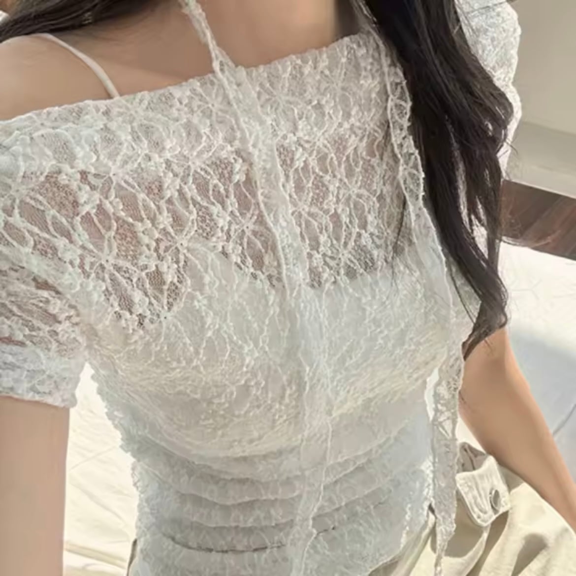 romantic lace choker tops