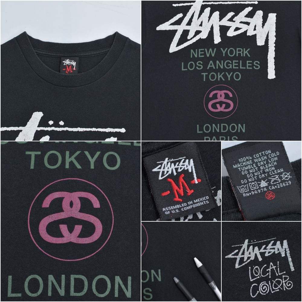 00s STUSSY ステューシー ワールドツアーロゴ プリント Tシャツ 00s STUSSY ステューシー ワールドツアーロゴ プリント Tシャツ