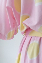 Pink yellow dot short sleeve shirt dress