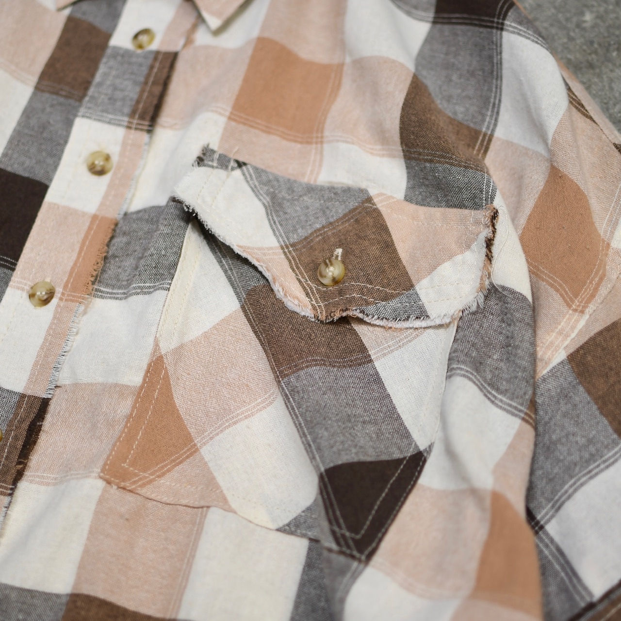 patch work design check shirt jacket
