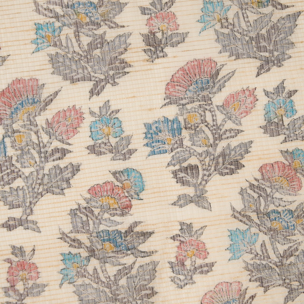 ペルシャ花文 木版更紗 紬紗夏名古屋帯 作家物【未着用品】 | かわの屋