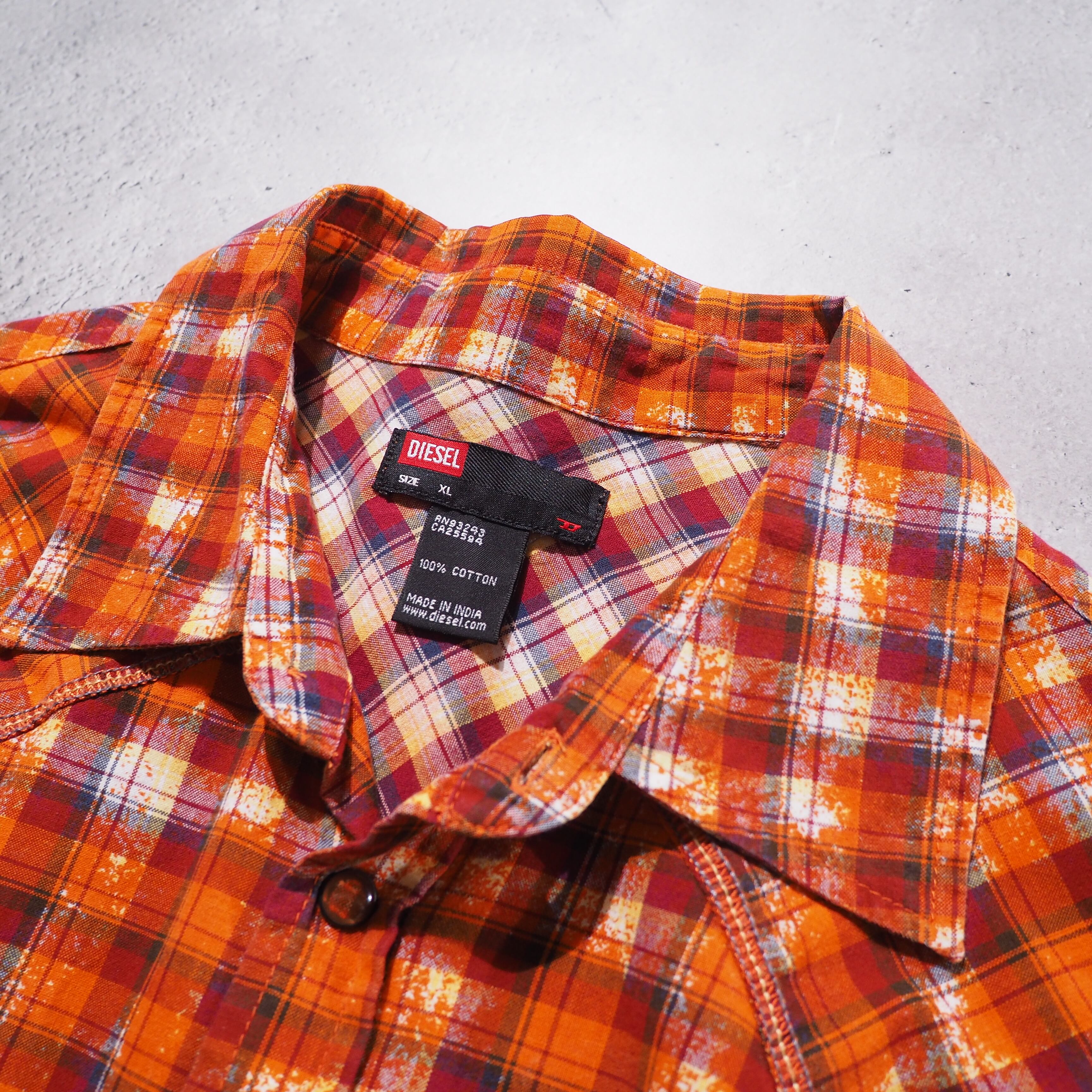 " DIESEL " ” 染色 ” Over silhouette Western shirt