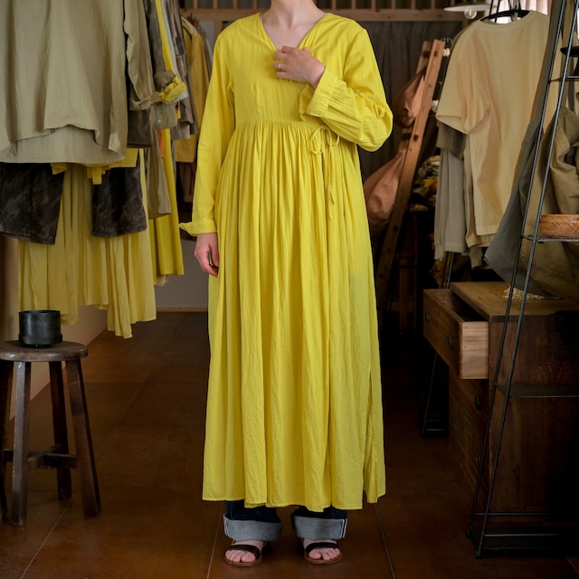 ORGANIC COTTON WRAP DRESS -ピーマン染め-