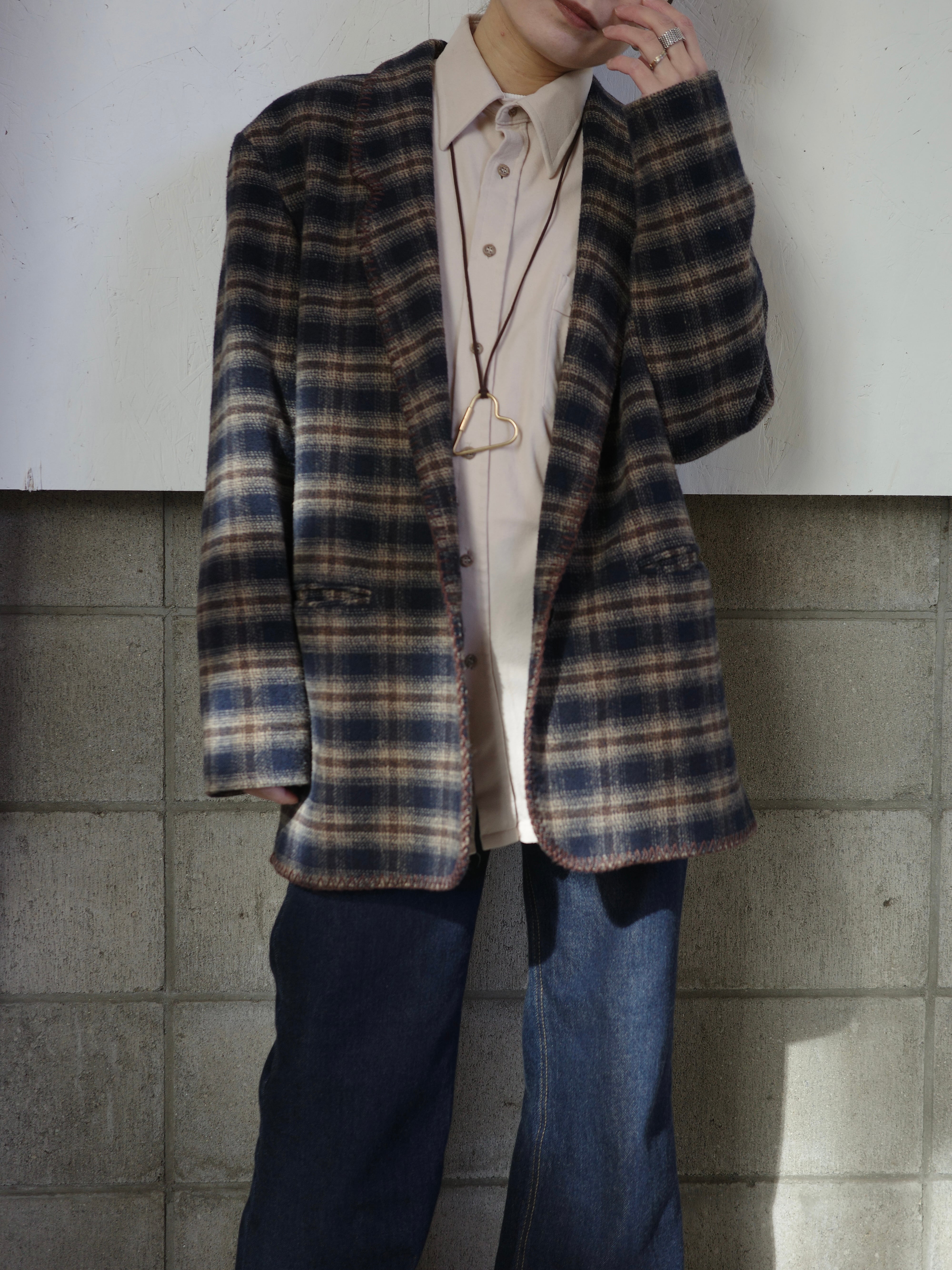 vintage〉check stitch jacket | CherLife