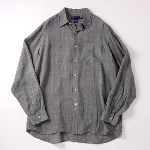 【定価10万】Ralph Lauren Purple Label special linen shirt made in Italy  mint condition ／ ラルフローレン パープルレーベル スペシャル リネン シャツ グレー イタリア製 サイズXL 長袖 ビッグサイズ