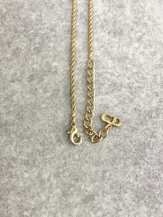 Christian Dior クリスチャン ディオール ネックレス ゴールド CDロゴ ストーン vintage ヴィンテージ オールド y4muz6