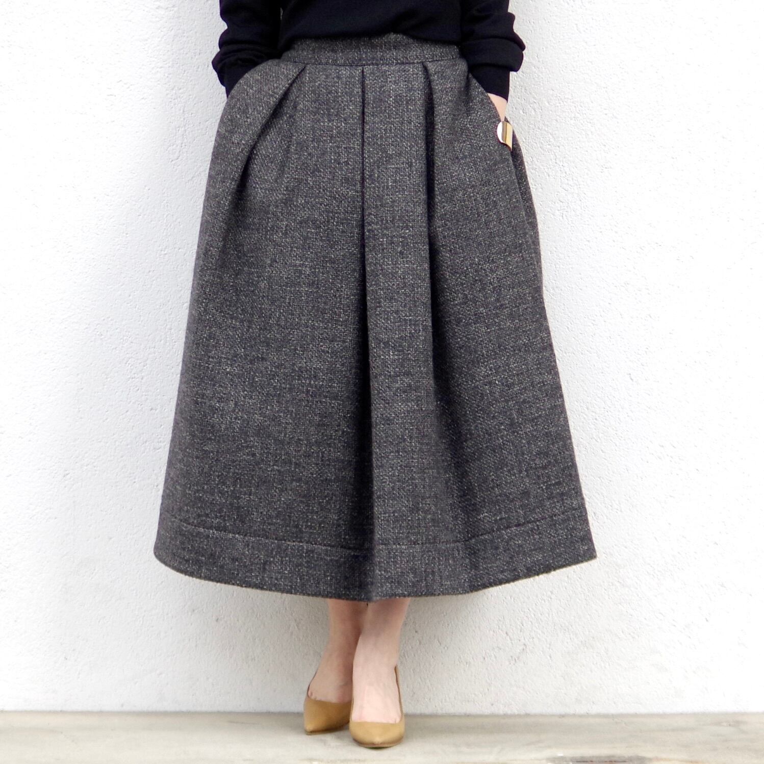 Pale ゆえ Jute Basic skirt black