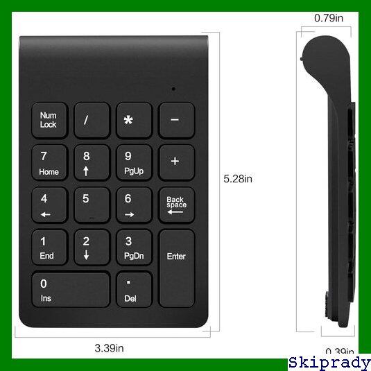 可愛い2.4Gワイヤレステンキーレシーバー付属18キーメンブレン女性子供おしゃれカラフル静音PC、ノートブック対応(黒)