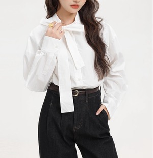 Bar obi big ribbon blouse