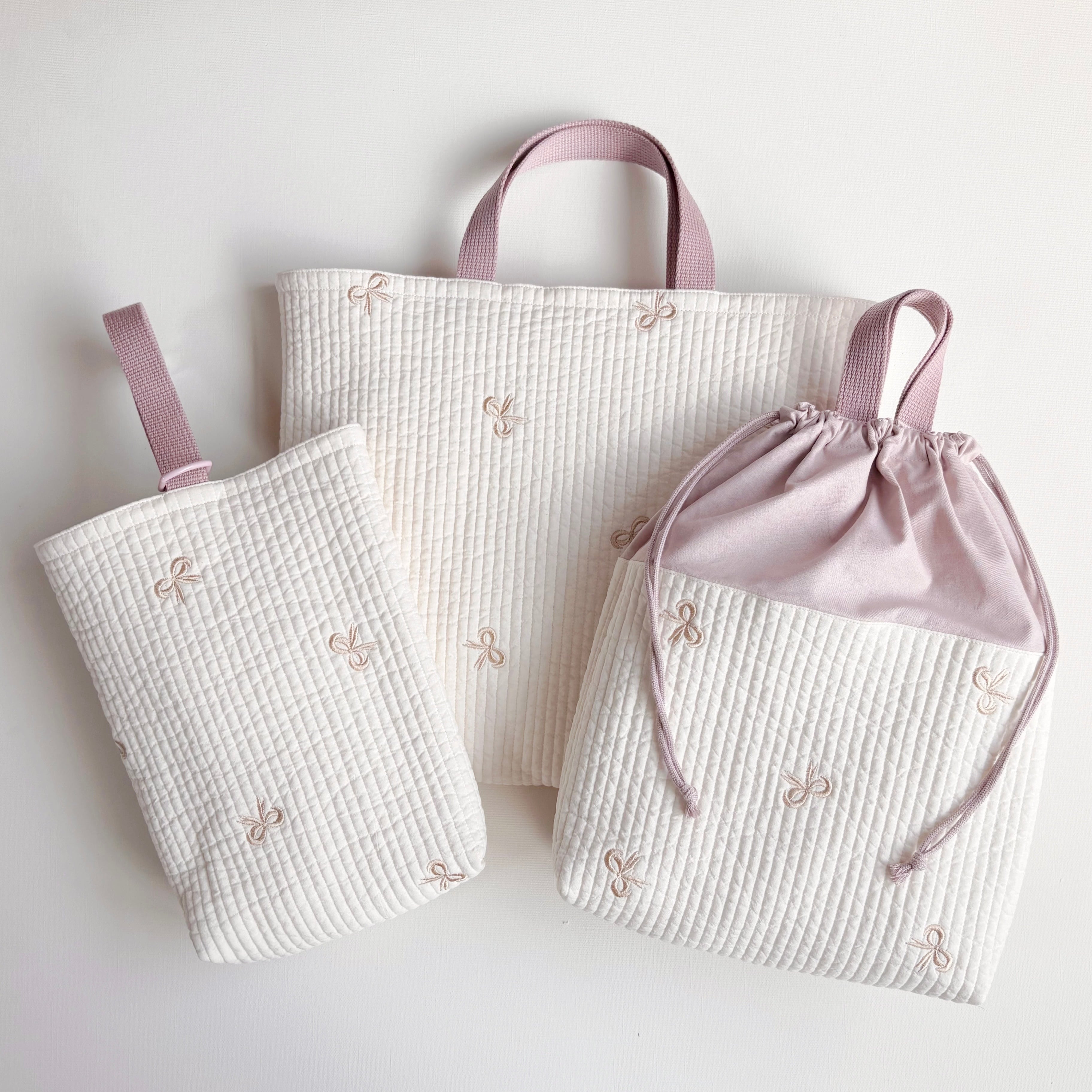 入園入学3点セット　【月と星ヌビ×くすみピンク】　女の子　レッスンバッグ　手提げ 入園入学3点セット 【月と星ヌビ×くすみピンク】 女の子 レッスンバッグ