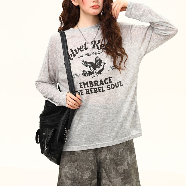 ヴィンテージライクバードグラフィックTシャツ 1col R02515