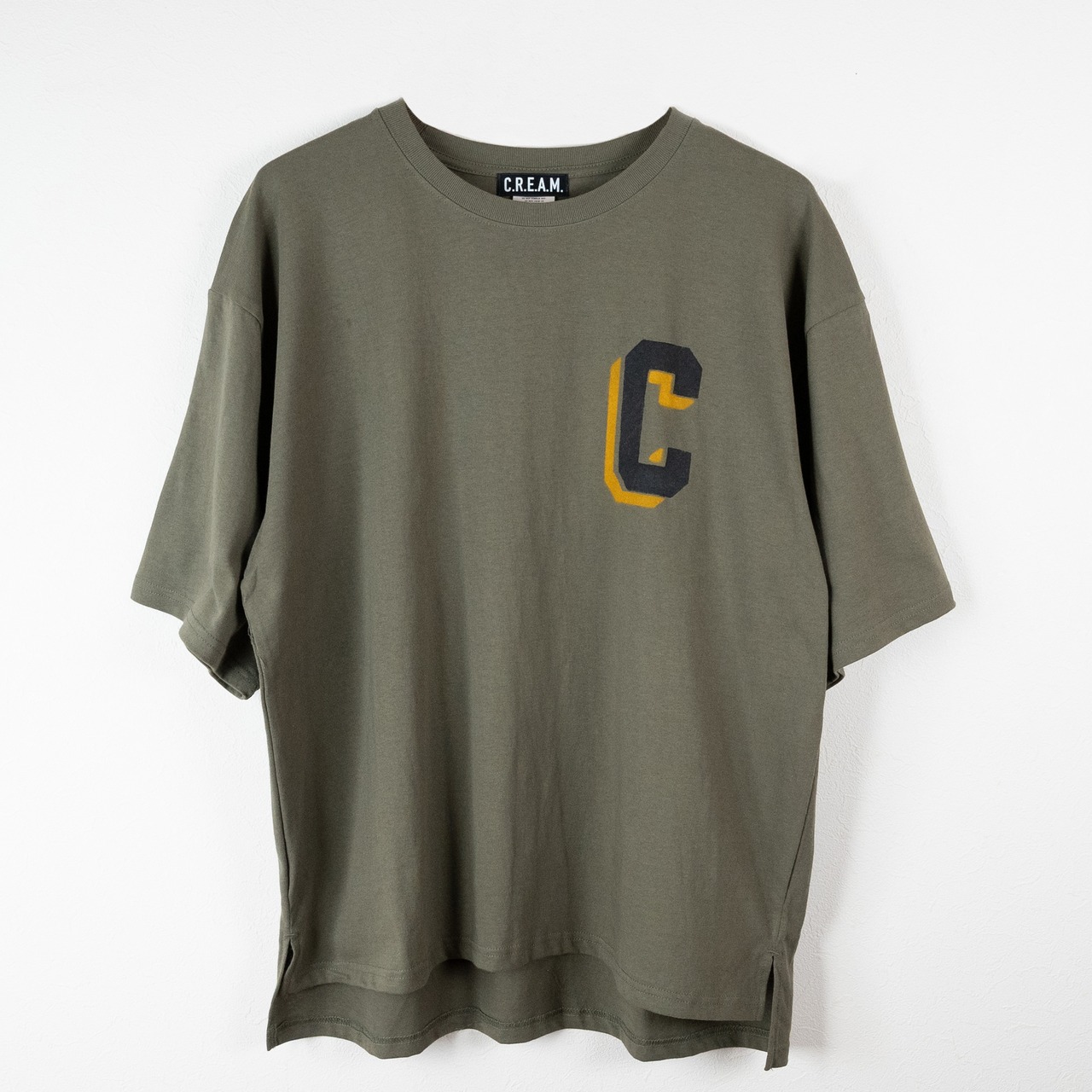 Stencil Print T shirts -Khaki Body X Yellow-