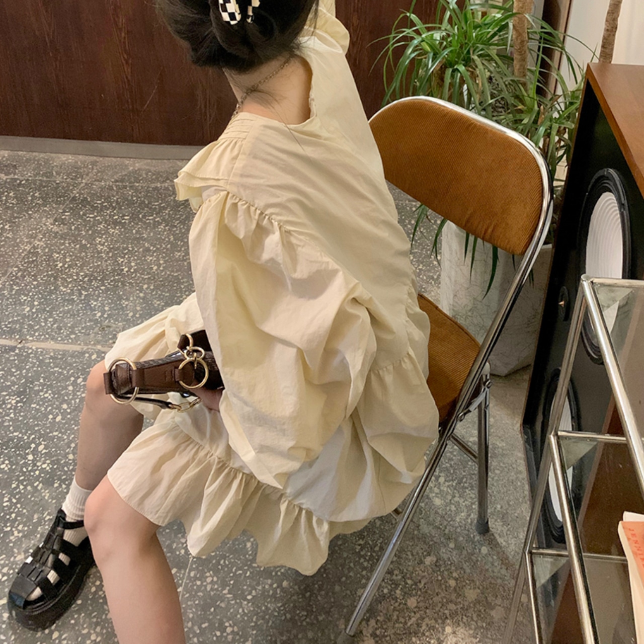 マロンクリームレトロドレス LK579