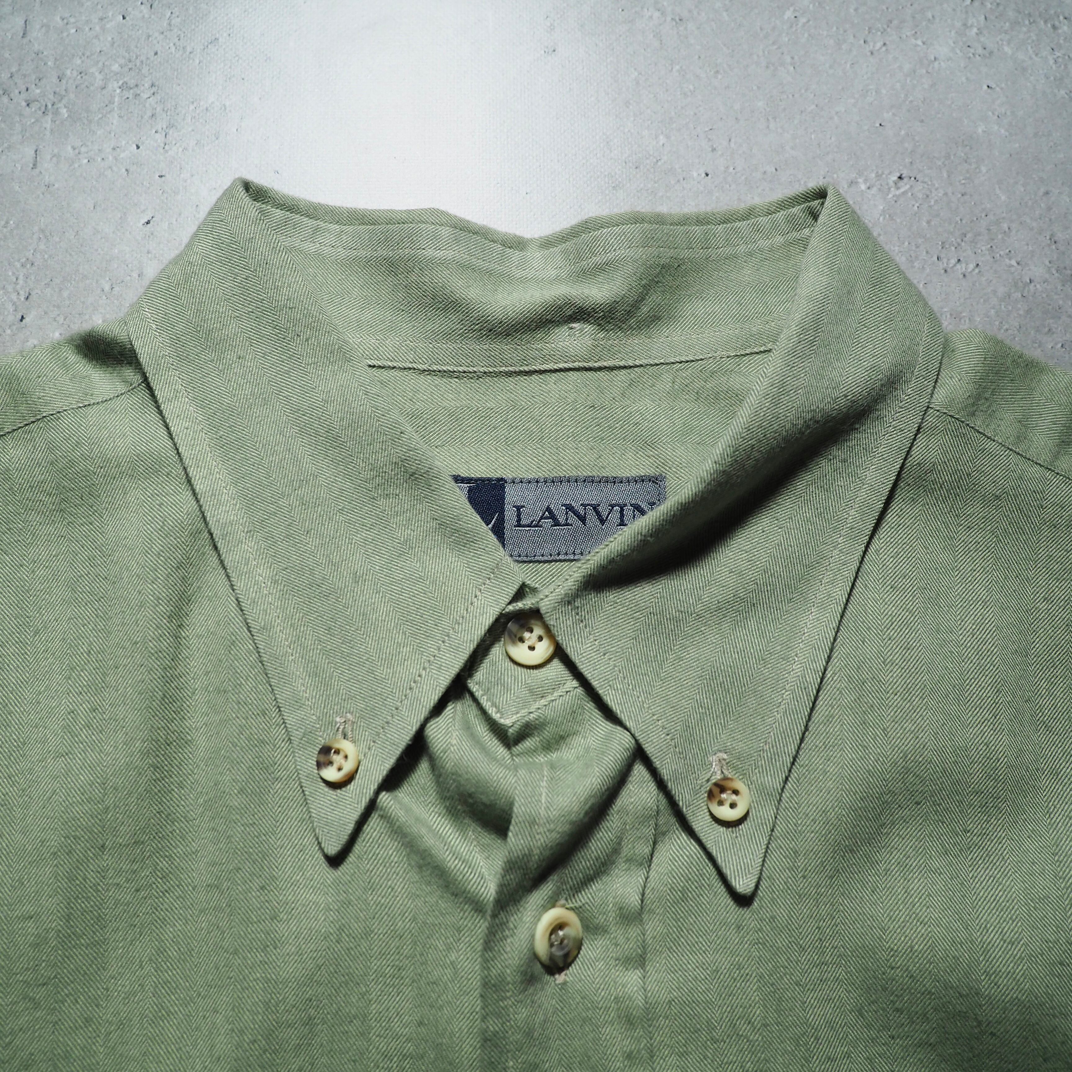 1990s ” LANVIN ” Beautiful flesh leaf color vintage loose BD shirt
