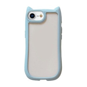【新着特価】ZAZ for iPhoneSE3ケース SE2/8/7対応 ケース カバー ネコミミ カバー 猫耳ケース ネコミミケース アイ フォンSE いpほねSE3 SE2 背面タイプ 背面クリア 猫 フレーム シンプル かわいい おしゃれ ライトブルー mimi-SE-001