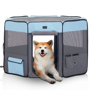 【新着特価】Petsfit 犬 サークル ペットサークル 八角形 ドッグハウス 【パッと開いてすぐ使える】 猫の産屋 猫の分娩室 折りたたみ 犬猫兼用 メッシュ 屋根付き 軽量 収納バッグ付き 部屋のインテリアに馴染み キャンプ アウトドア お出かけ用品 中大ペット (Lサイズ ブルー)