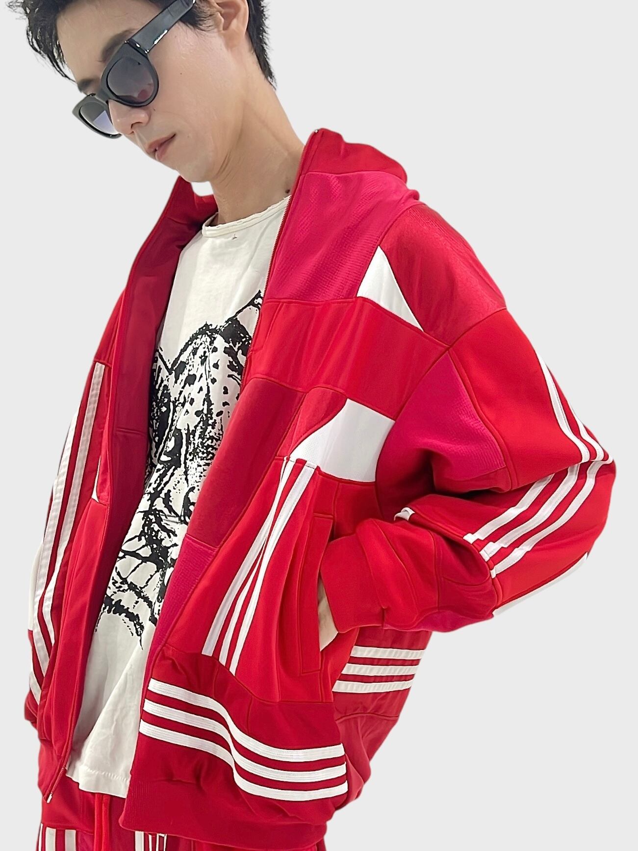 KOH ISHIGURO Upcycled Crazy Patchwork Track Jaket -RED- Mens