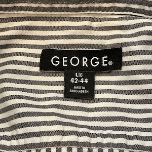 【GEORGE】ストライプ 柄シャツ 長袖 カジュアルシャツ グレー×ホワイト 春物 US古着 アメリカ古着