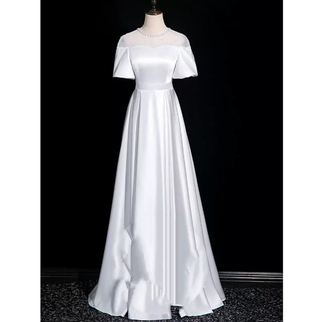 チューブトップサテンロングドレスD1382