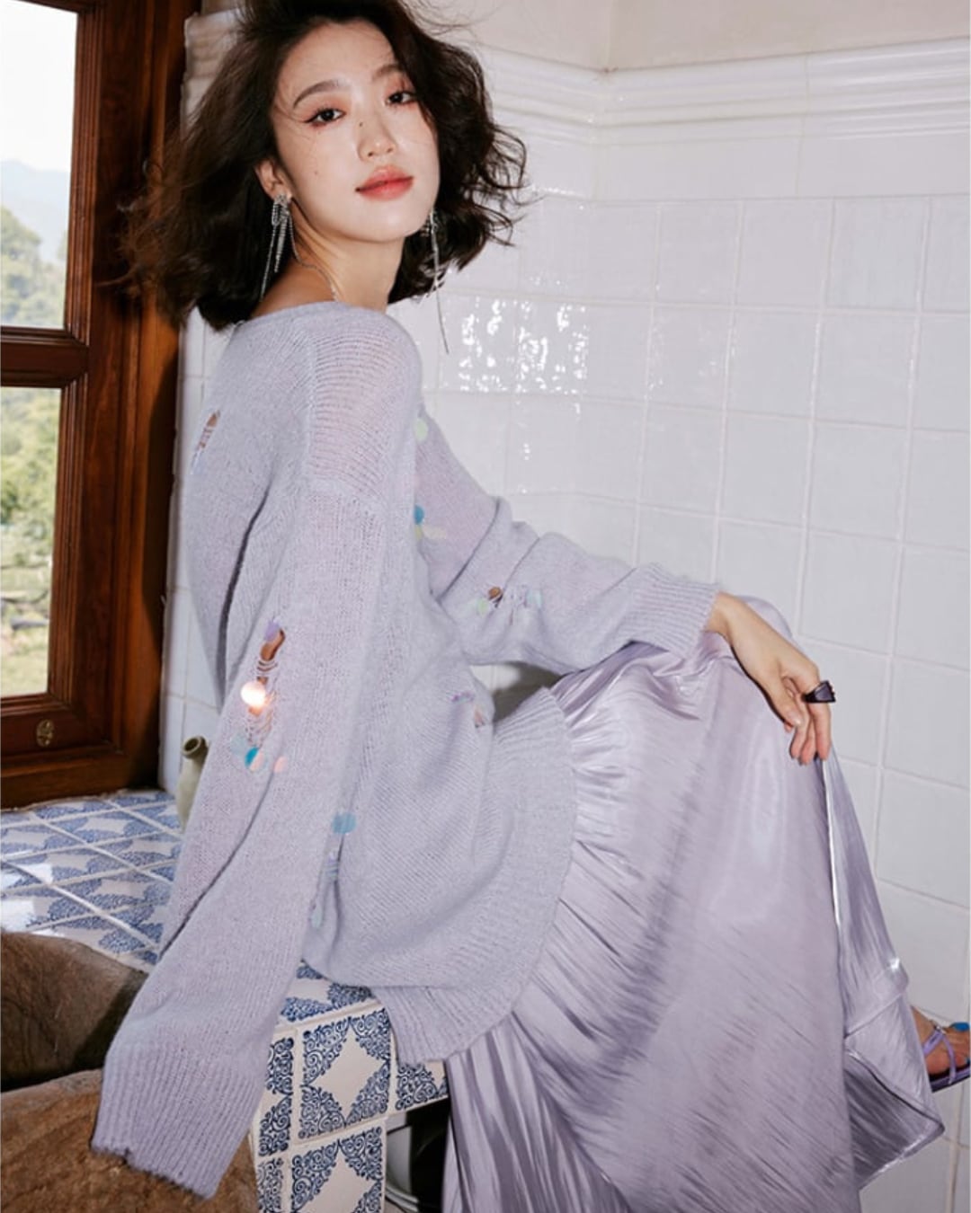 スパンコールオーバーシルエットセーター A30929