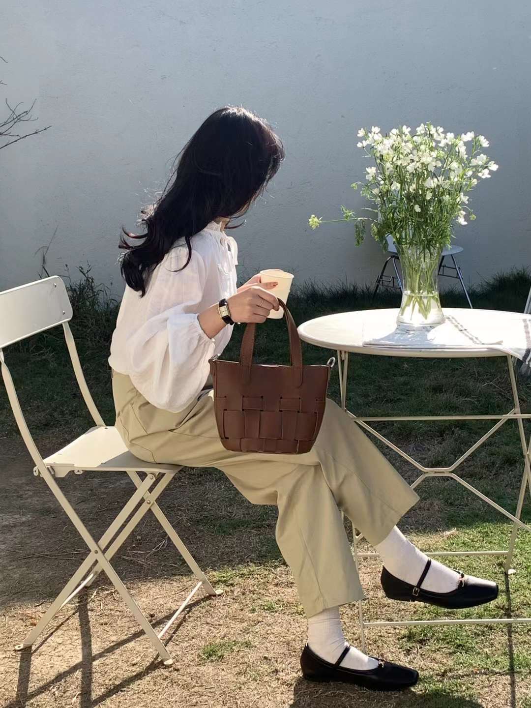 フェイクレザー編み込みハンドバッグ　AS45-2775