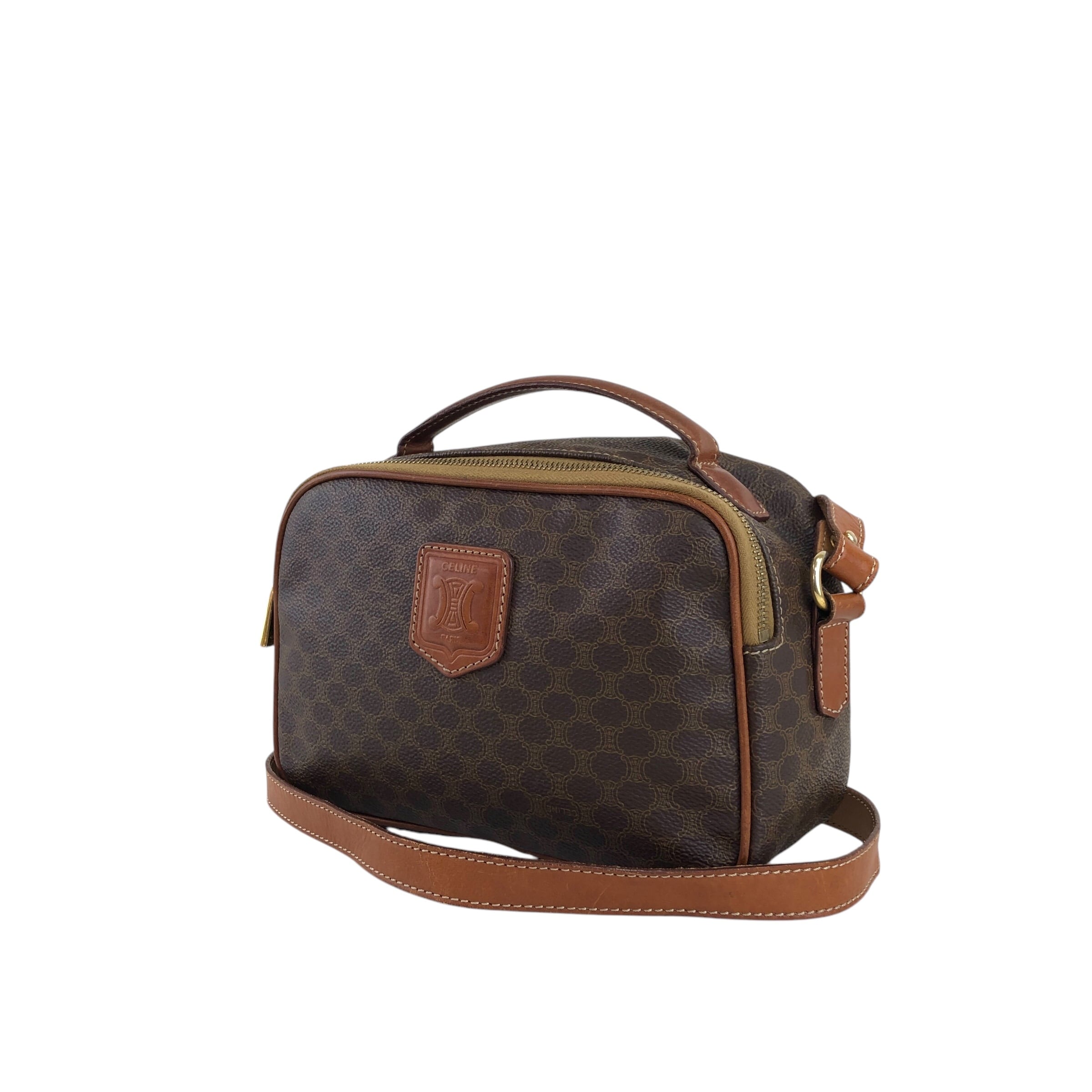 ショルダーバッグ　CELINE マカダム CELINE セリーヌ マカダム ショルダーバッグ ブラウン ブラゾン型押し