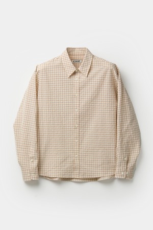[COOR] Wrinkled Flared Check Shirt (Beige Check) 正規品 韓国ブランド 韓国通販 韓国代行 韓国ファッション クール クーア クアー COOR 日本 店舗