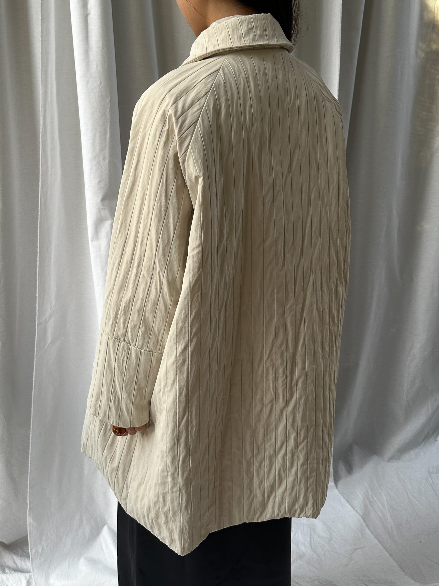 JQ STRIPED STANDCOLLAR COAT(ｼﾞｬｶﾞｰﾄﾞｽﾄﾗｲﾌﾟｽﾃﾝｶﾗｰｺｰﾄ）【5546091