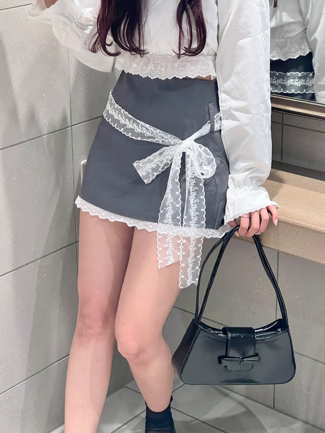 【more than cutie pie】lace belt mini skirt