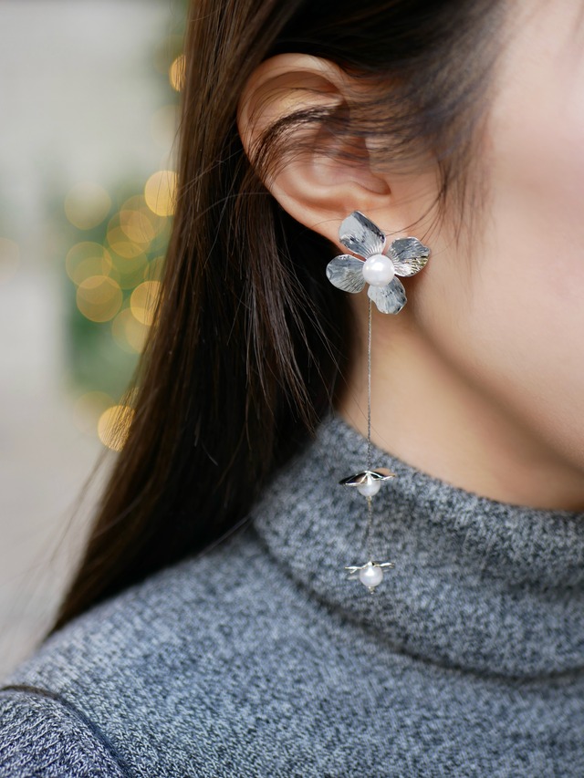 2way metal- flower turara pierce/earring