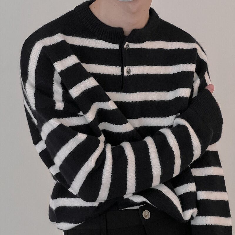 ボタンダウンボーダーニット C10150