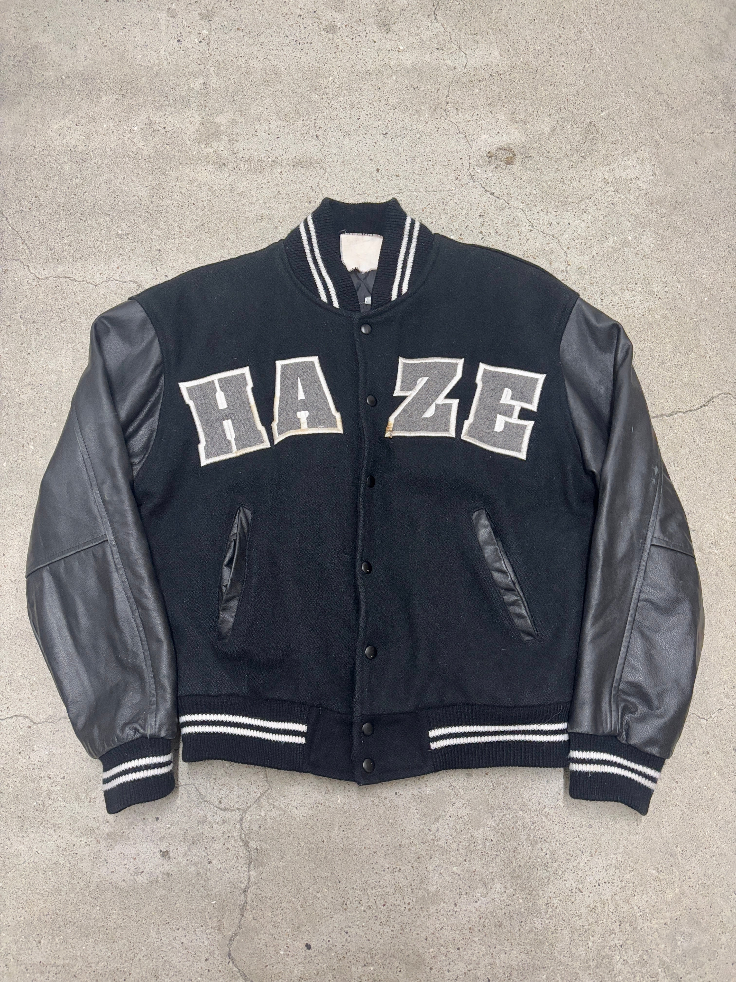 90～00s ERIC HAZE/Varsity Jacket/USA製/M/ロゴワッペン/スタジャン
