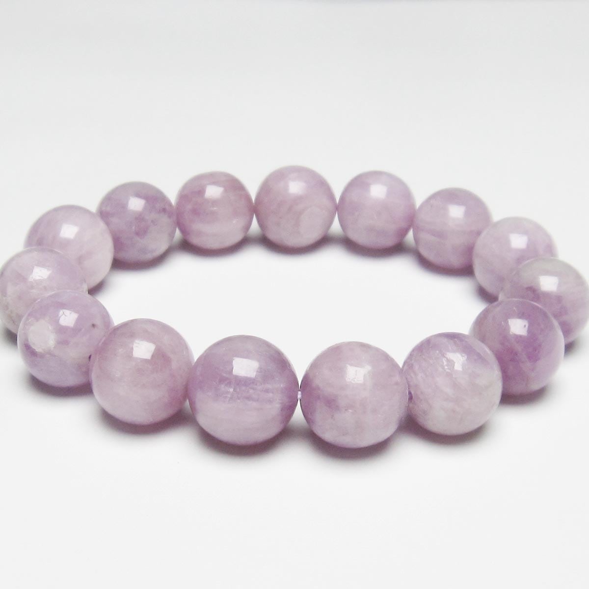 クンツァイト ブレスレット 14mm ミルキークンツァイト 一点物 おまかせ便 111-19677