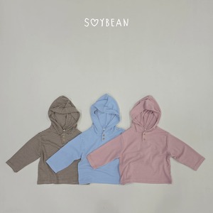 【ノベルティ&送料無料】Striped button hoodie / soy bean