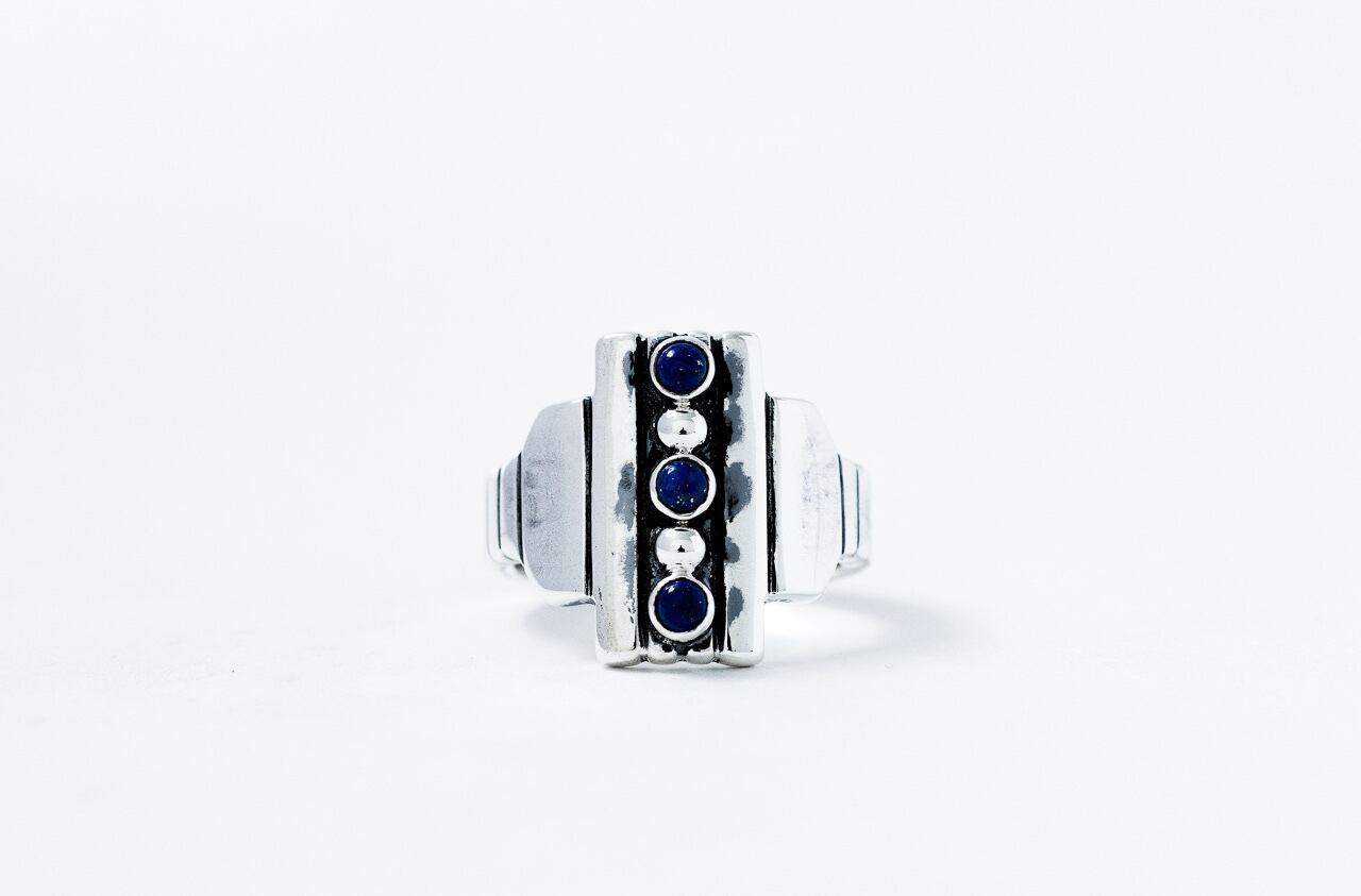 R-074 SV ラピスラズリ付き Brick ring【Rectangle】 | WAKAN SILVER