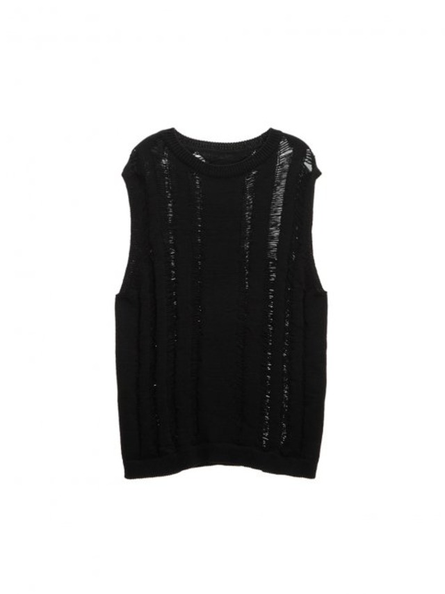 [MATIN KIM] CROCHET KNIT VEST IN BLACK