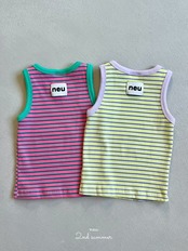 【即納】Neu 26/SM ボーダータンクトップ　ピンク/Sサイズ｜夏服｜韓国子供服