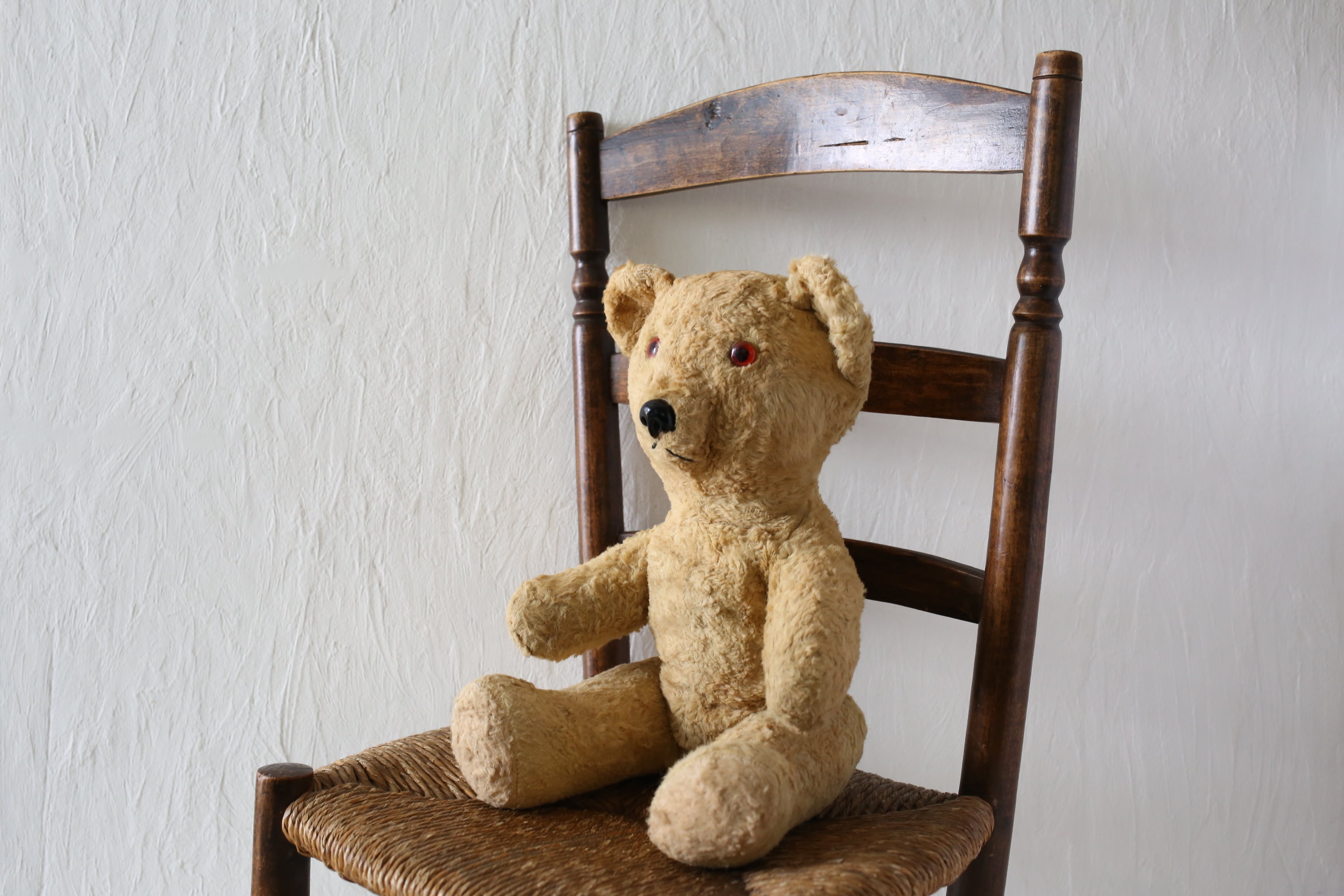 フランス アンティーク ヴィンテージ テディベア ぺしゃ顔の可愛いベア 約40cm N-06375