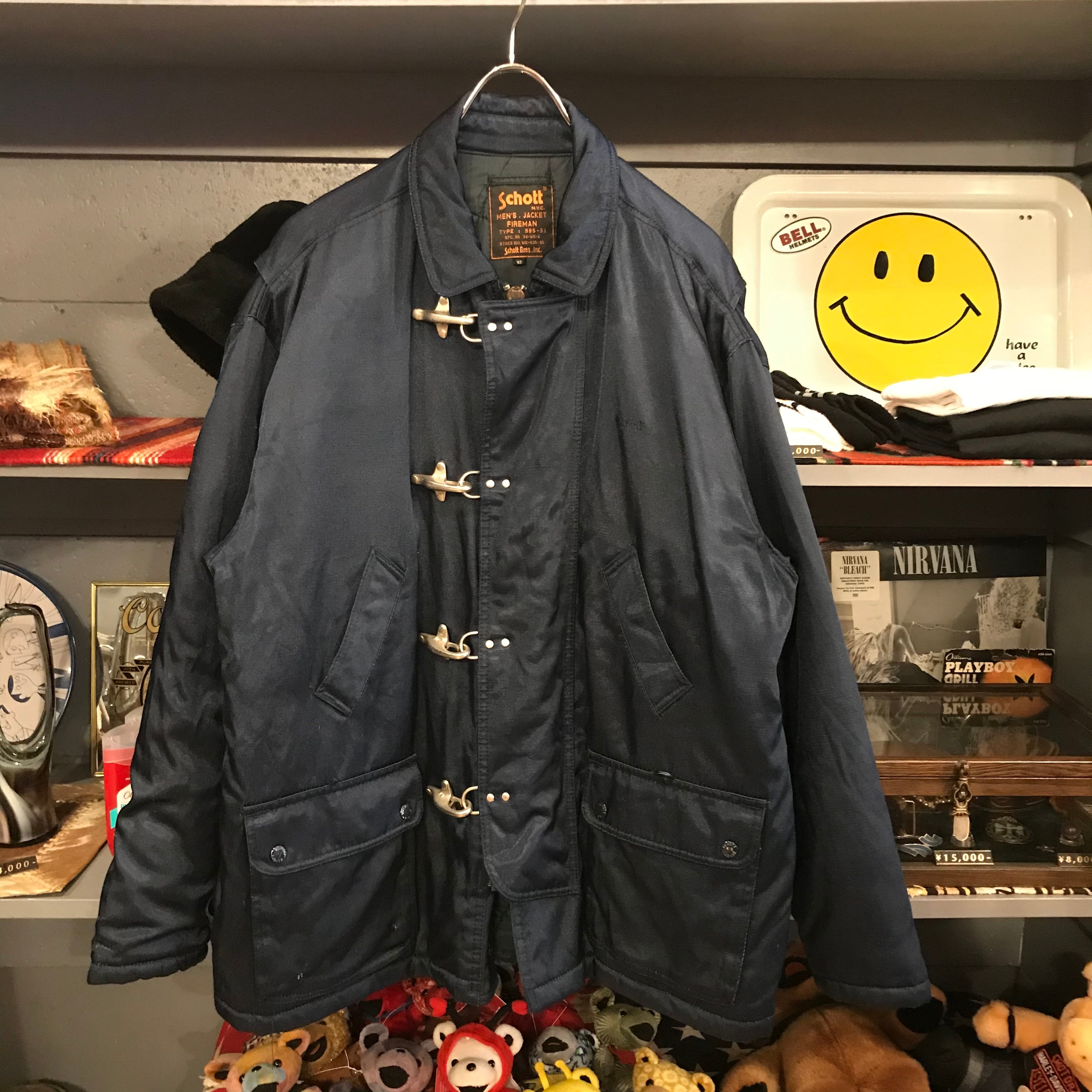 希少 90s Fireman Coat ファイヤーマン レザー コート XL-