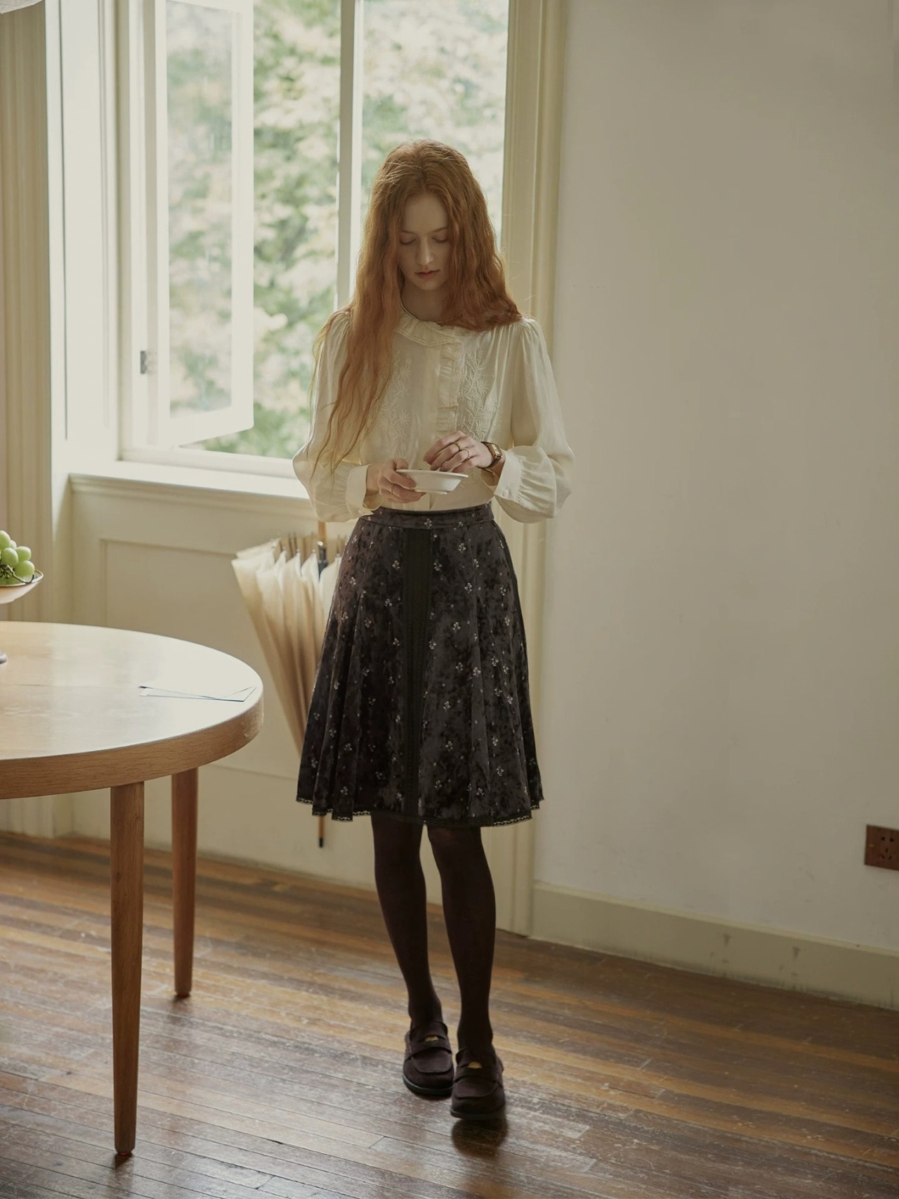 Rêverie Embroidery Frill Lace Collar Blouse F0847