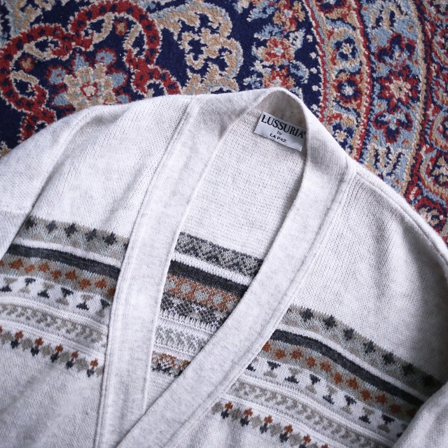 one point "和" motif human embroidery design geometry pattern loose silhouette 5b cardigan（made in italy）