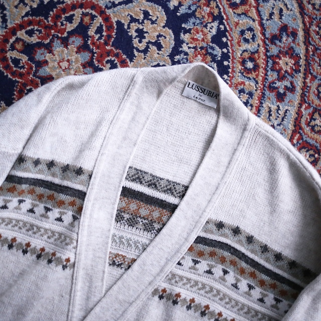 one point "和" motif human embroidery design geometry pattern loose silhouette 5b cardigan（made in italy）