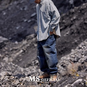 loose tapered heavy wash jeans M0286