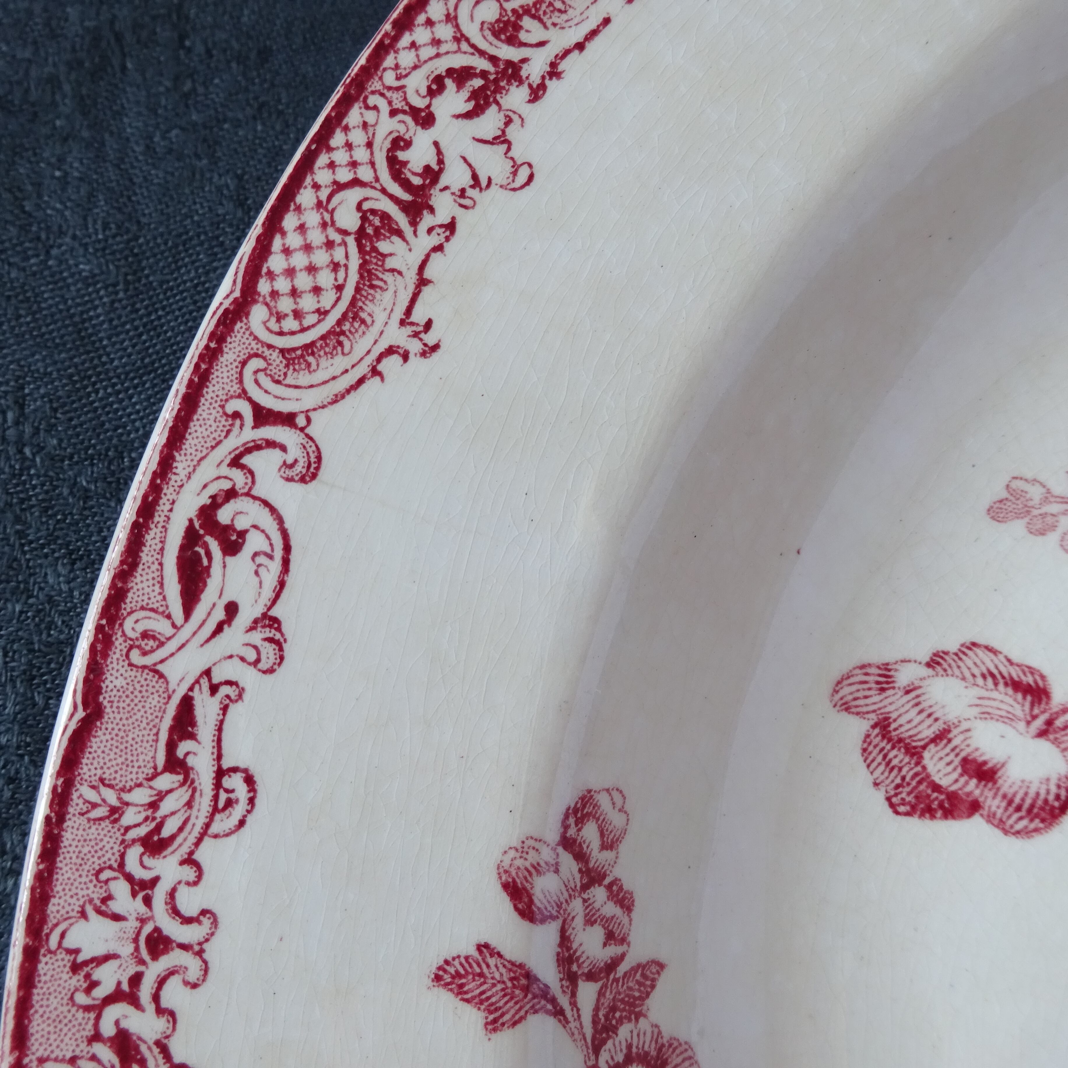 【 Épuisé 】【金継ぎ用】Sarreguemines*modèle《FONTANGES》assiette creuse pour Kintsugi (F)