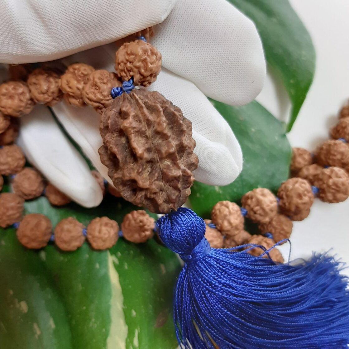 ルドラクシャ ノンムキ 108マーラー グルビーズ2ムキ 0面 0ムキ ヨガ  