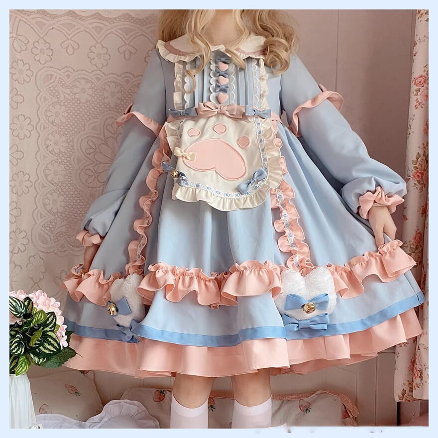ゆめかわ ワンピース メイド服 エプロン リボン メルヘン ガーリー 甘