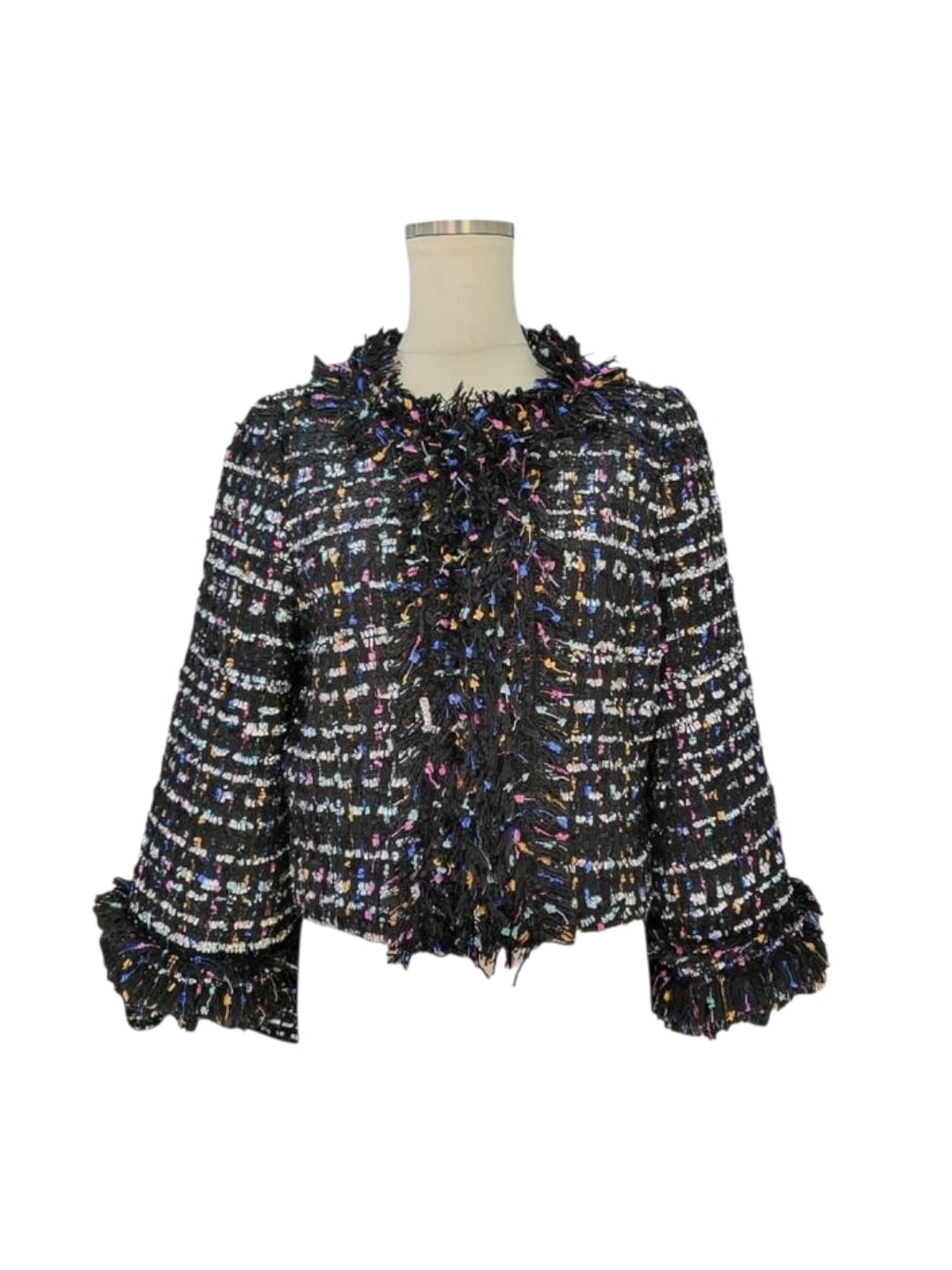 PGG ☆ピージージ☆美品✨ツリー柄 フード付きジャケット セット着用可能】ファー付きツイードショートジャケット（テーラード