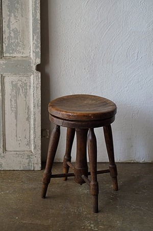 楡の回転スツール-antique elm round stool